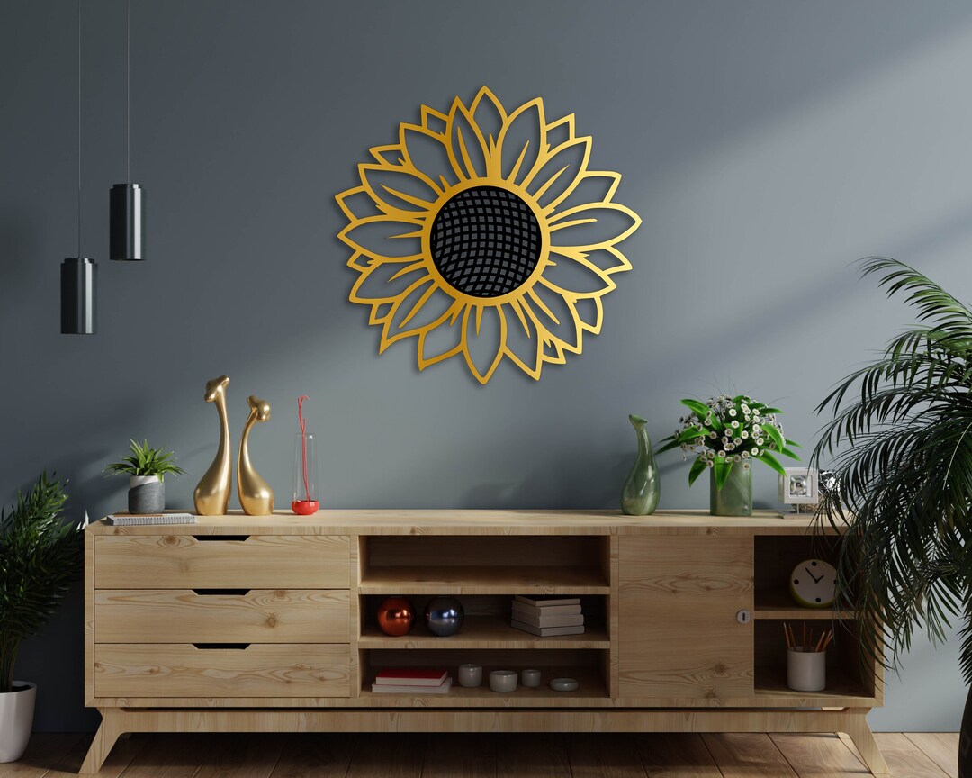 Sunflower Wall Art Metal Home Decor, Metal Sunflower Decor Over the Bed