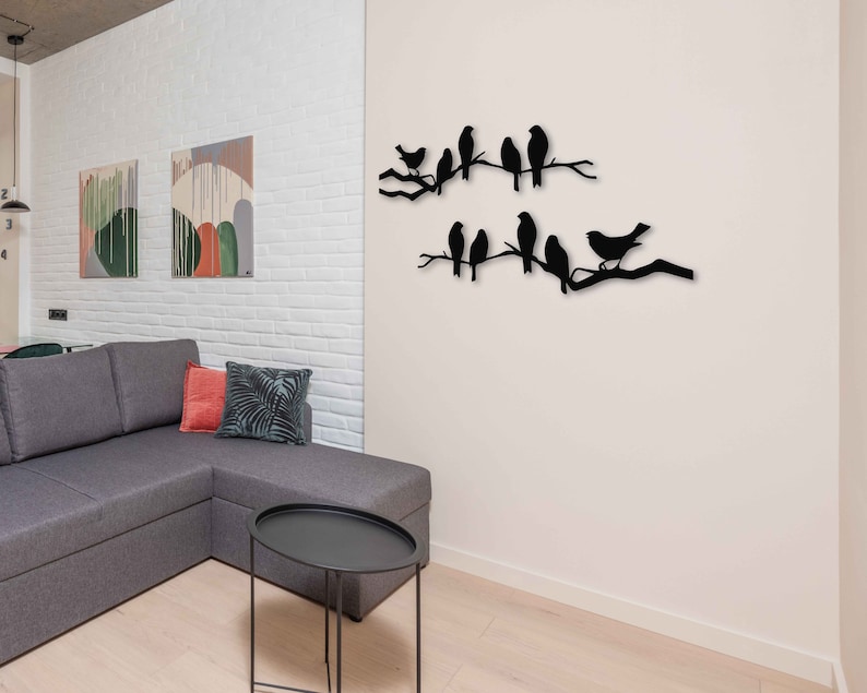 Birds on Branch Wall Art Metal Home Decor, Metal Birds Wall Art for ...
