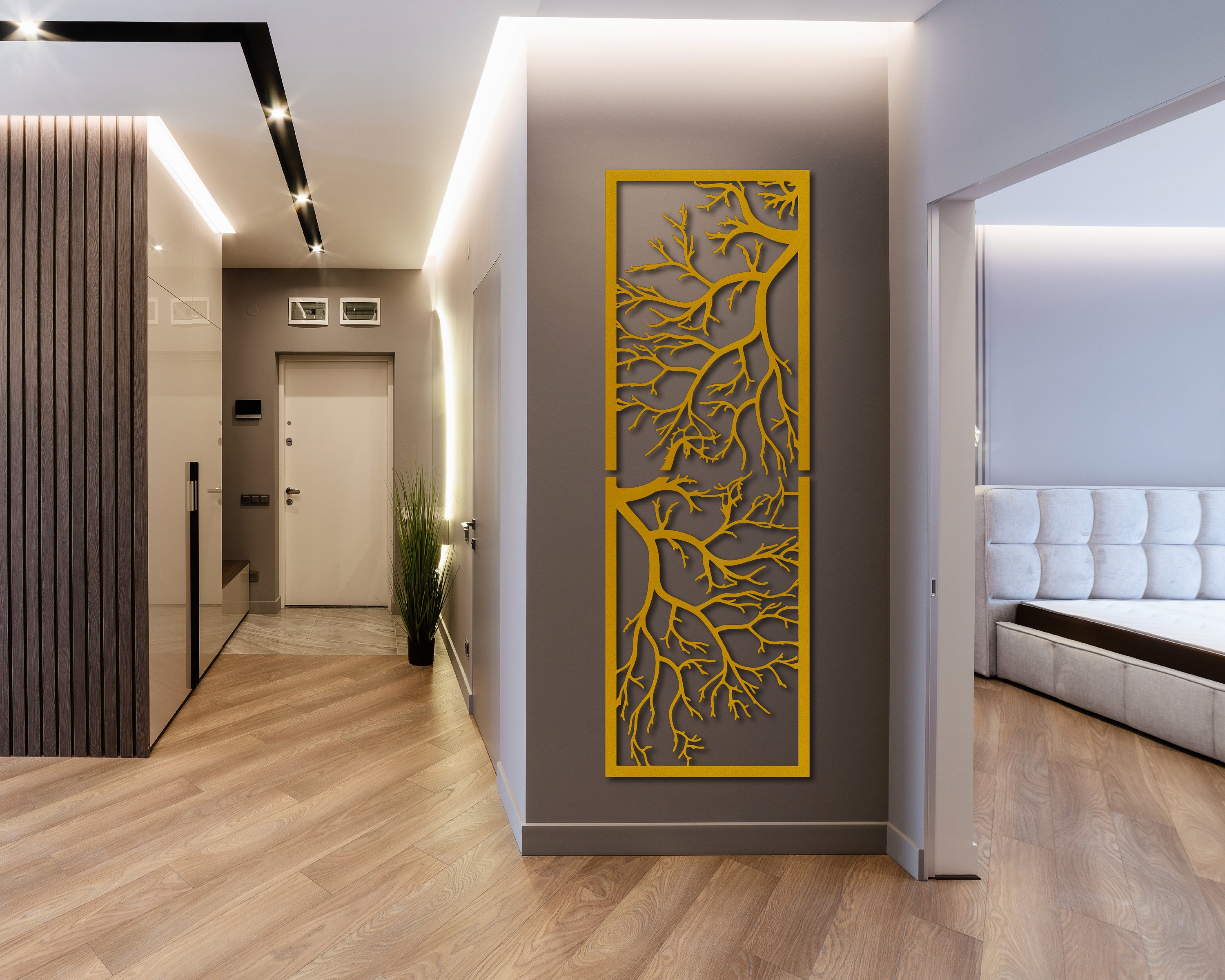 Decorazione da parete in metallo traforato dorato, D 120 cm PUEBLA