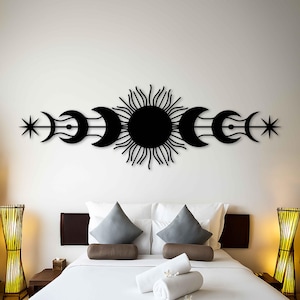 Metal Moon Phase Wall Art, Sun & Lunar Decor