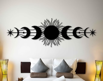 Metal Moon Phase Wall Art, Sun & Lunar Decor