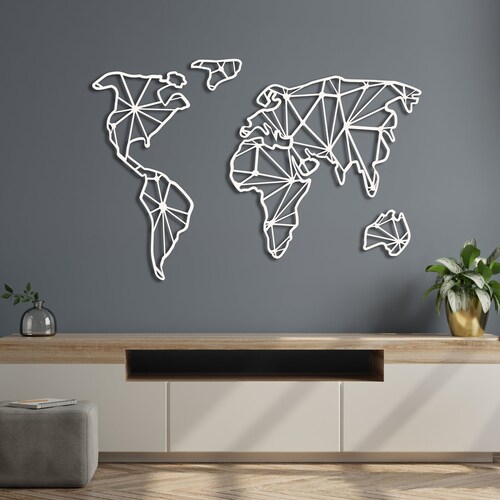 World Map Wall Art, Large Wall Art, Metal Wall Decor, World Map, Metal Wall Art, Map Art, Metal Art, Office Wall Art, shops Line Art, Gift for Him