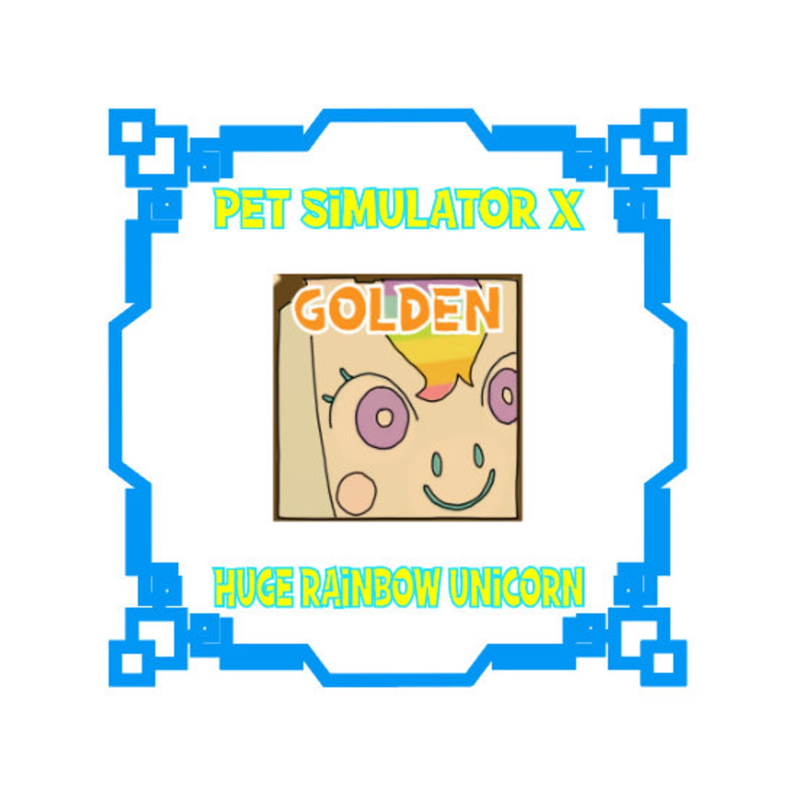 Golden Huge Rainbow Unicorn Roblox Pet Simulator X Pet Sim Etsy Ireland