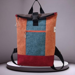 Daily Canvas Backpack ,Large Backpack for Woman, vegan Woman backpack, Large Backpack, High-tech practical backpack, orange bag.