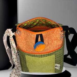 Bolso bandolera pequeño con bolsillo, bolso de hombro de mujer con cremallera, bolso bandolera vegano, bolso de viaje, bolso ecológico, moda sostenible, único