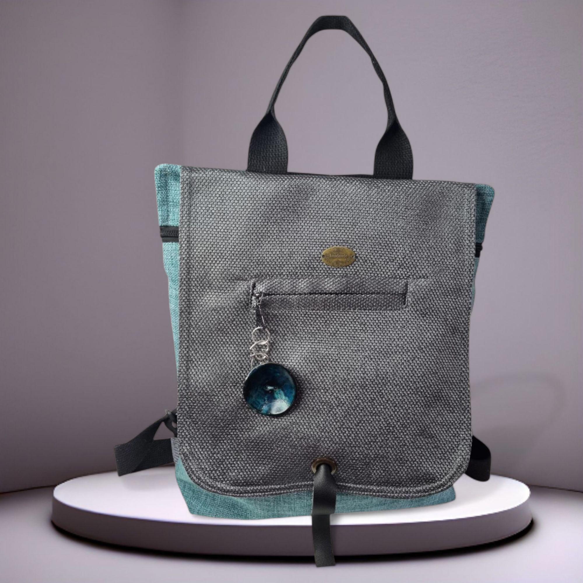 Handmade canvas Gray Backpack for Women Handmade Gray Canvas Backpack, Large Travel Rucksack - Etsy main image 2