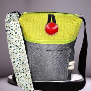 Custom handgemachte kleine Leinen Crossbody Tasche mit Tasche, Damen Umhängetasche mit Reißverschluss, vegane Tasche, Original Tasche, Casual Bag, Bunte Tasche