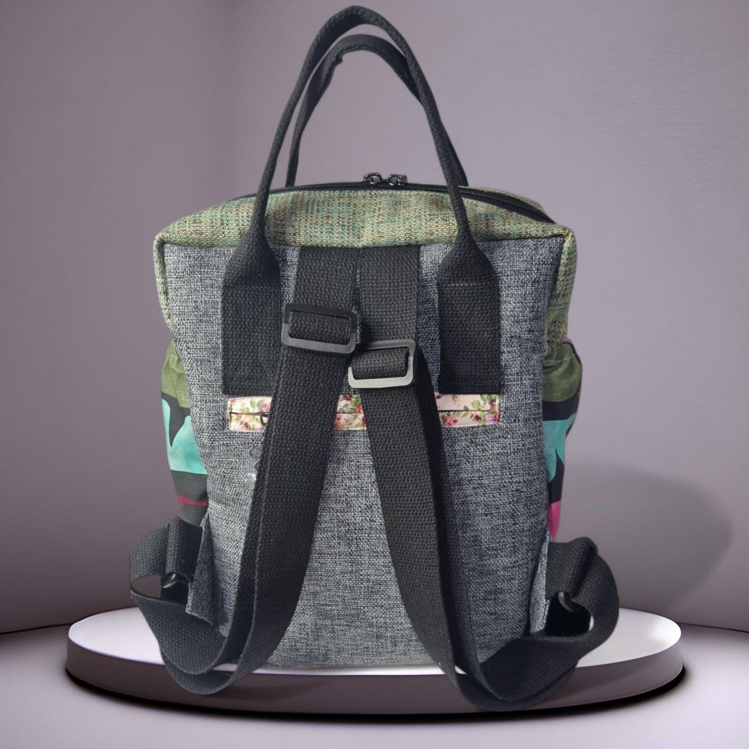 Handmade Gray Canvas Backpack, Large Travel Rucksack - Etsy