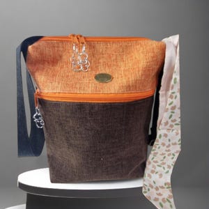 Kleine Leinen Crossbody Tasche mit Tasche, Damen Umhängetasche mit Reißverschluss, vegane Crossbody Tasche handgemacht mit natürlichem Leinen