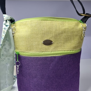 Kleine Leinen Crossbody Tasche mit Tasche, Damen Umhängetasche mit Reißverschluss, vegane Crossbody Tasche handgemacht mit natürlichem Leinen