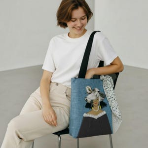 "Die ""stylish girl"" Aufnäher, Vegan Tasche, Patchwork Tote Bag."