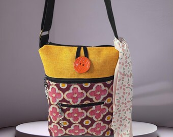 Handgemaakte Eco Canvac-crossbodytas, tas voor dames, schoudertas van bedrukte stof