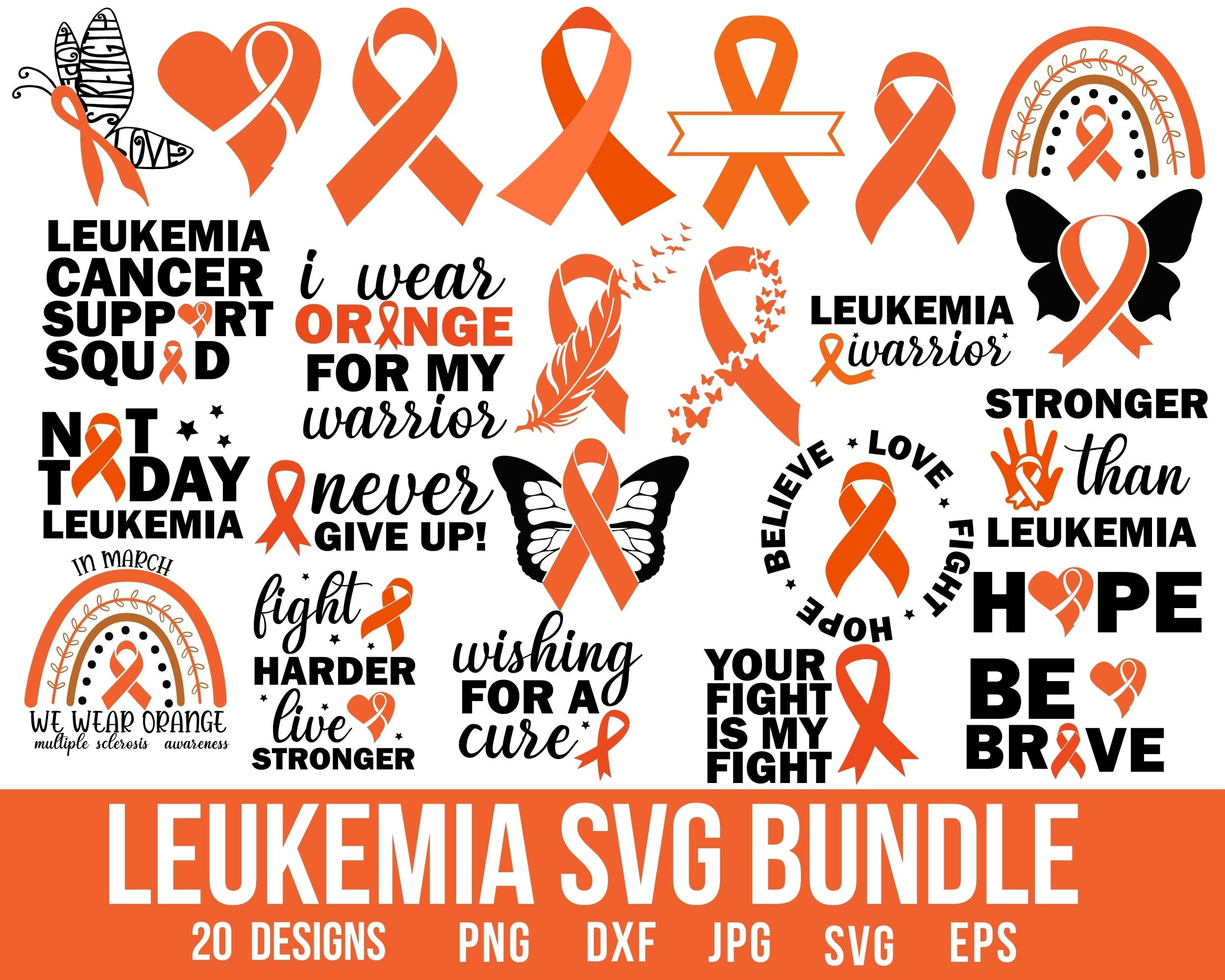 Feather Orange Ribbon SVG, Leukemia Svg, Awareness Ribbon