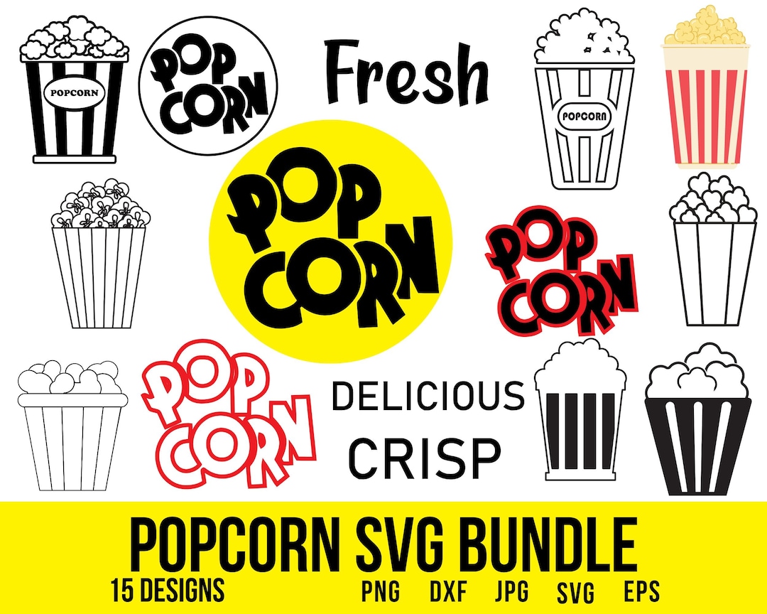 15 Popcorn Svg Bundle Popcorn Box Svg Popcorn Clipart Etsy UK