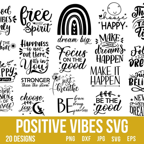 Positive Svg, Mental Health Svg, Be Kind Svg, Inspirational Svg, Self Love Svg, Good Vibes Svg, Good Vibes Only Svg, Positive Vibes