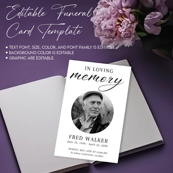 Minimalist Funeral Program Template Simple Funeral Memorial program Printable Order of Service Funeral Service foldable Celebration of life