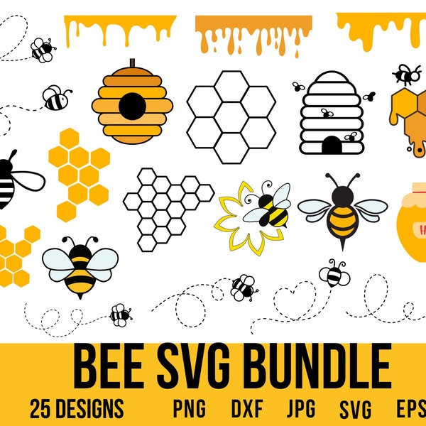 Bee Svg, Bee Png, Honeycomb Svg, Bee Clipart, Queen Bee Svg, Bee Hive Svg, Honey Bee Svg, Cute Bee Svg, Bumble Bee Svg, Honey Pot Svg