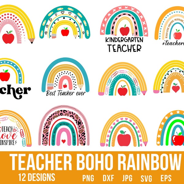 2024 Teacher Rainbow Svg, Teacher Shirt Svg, Rainbow Clipart, Teacher Life Svg, Kindergarten Svg, Teacher Gift Svg, Rainbow Teacher Svg