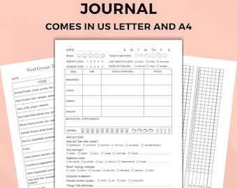 Daily Food Journal, Food Tracker, Food Log for Women, Eating Disorders Journal, Eating Habits, Meal & Symptom Tracker, Mindful Eating Diary