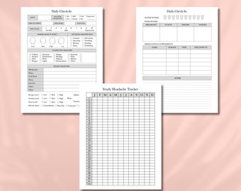 Printable Migraine Tracker, Headache Journal, Migraine Log, US Letter Size and A4