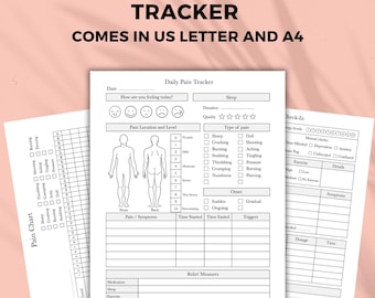 Printable Chronic Pain Tracker, Daily Pain Journal, Pain Log, Fibromyalgia, Health Tracker  | US Letter, A4