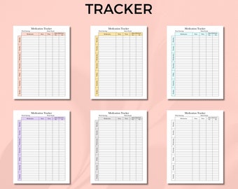 Tracker dei farmaci stampabile, registro dei farmaci e degli integratori, formato Lettera USA e A4
