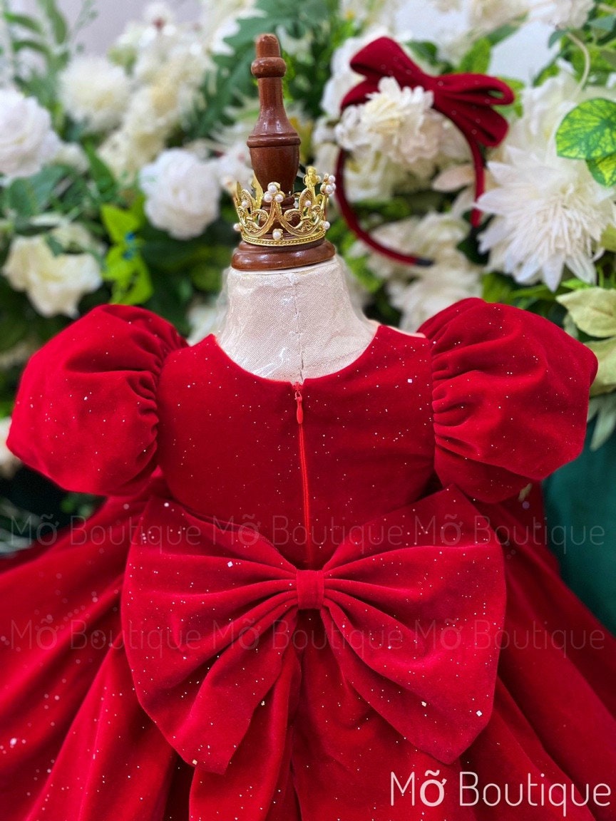 Luxury Velvet Christmas Kids Dress Fluffy Toddler Dress Etsy