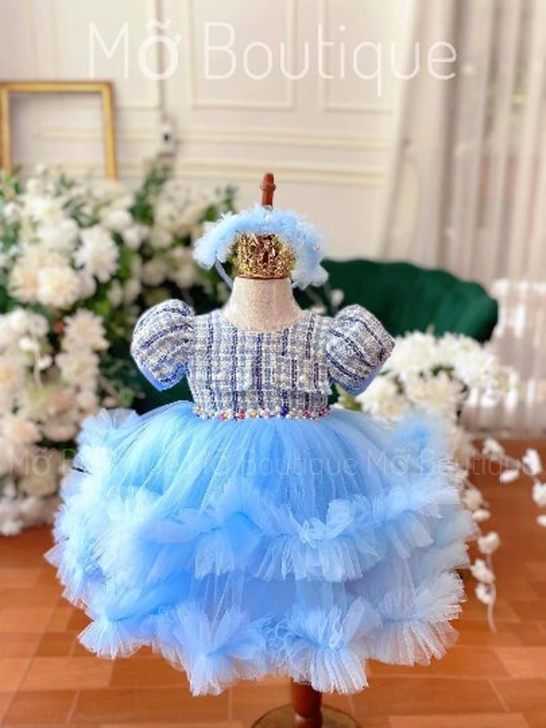 The Riley Dress Baby Blue Toddler Girl Fall/winter Puff Etsy