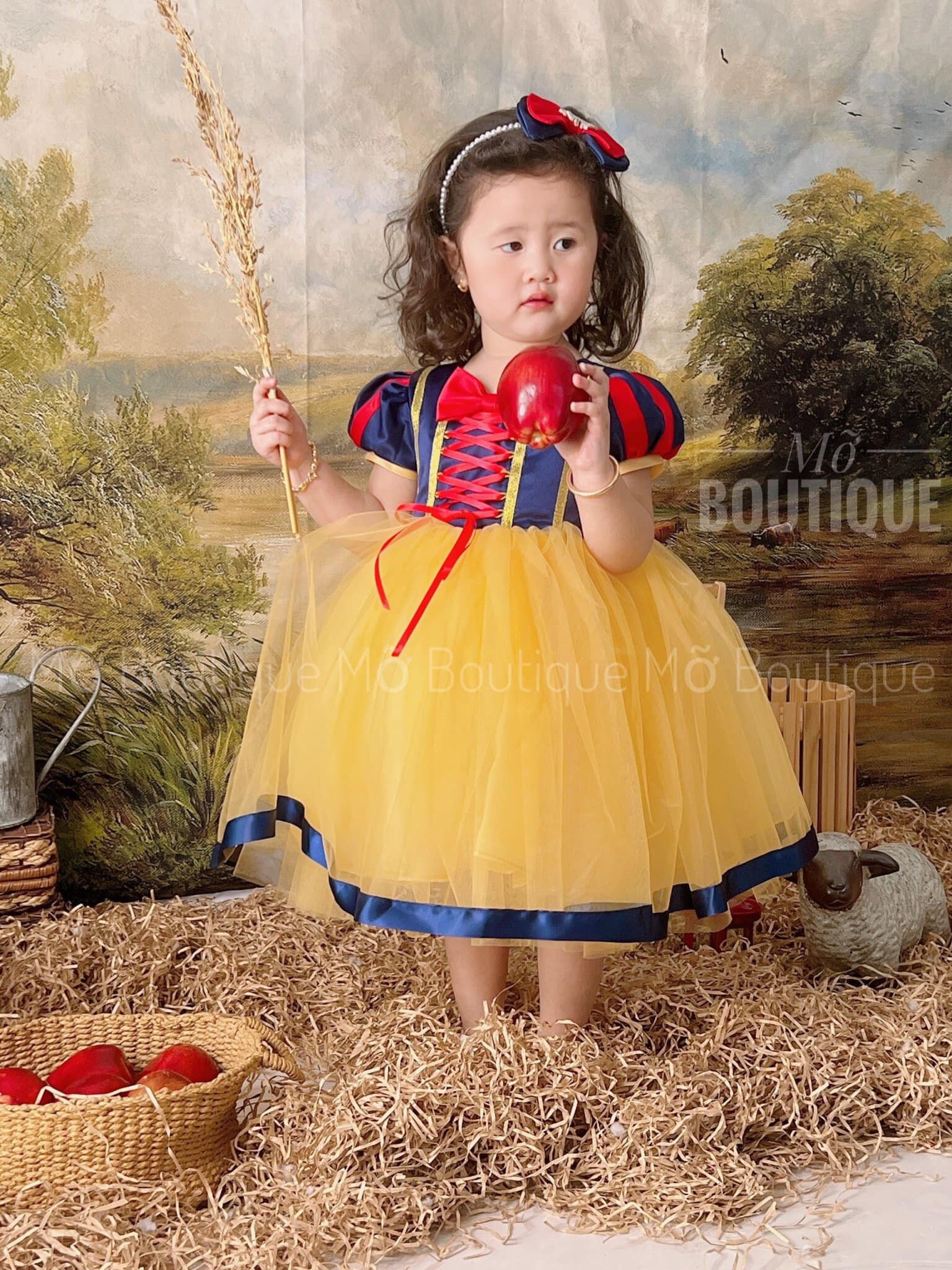 NWT Baby Girl Snow White Princess Ruffle Romper Jumpsuit & Headband Set