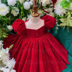 Luxury Velvet Kid Dress, Elegant Baby Red Velvet Dress, Baby Toddler Special Occasion Dress, Gift for Baby, Baby Winter Dress