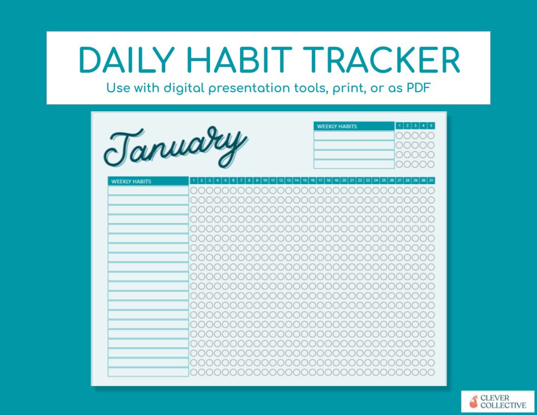 Habit Tracker | Daily, Weekly, Monthly | Digital Download | Easy to Use ...