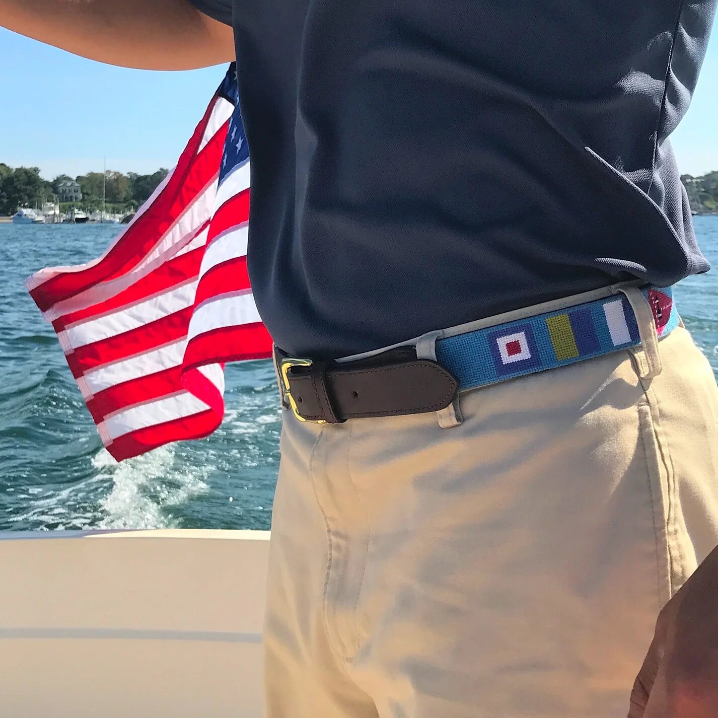 Custom Needlepoint Belt With Your Boat - Personalized 