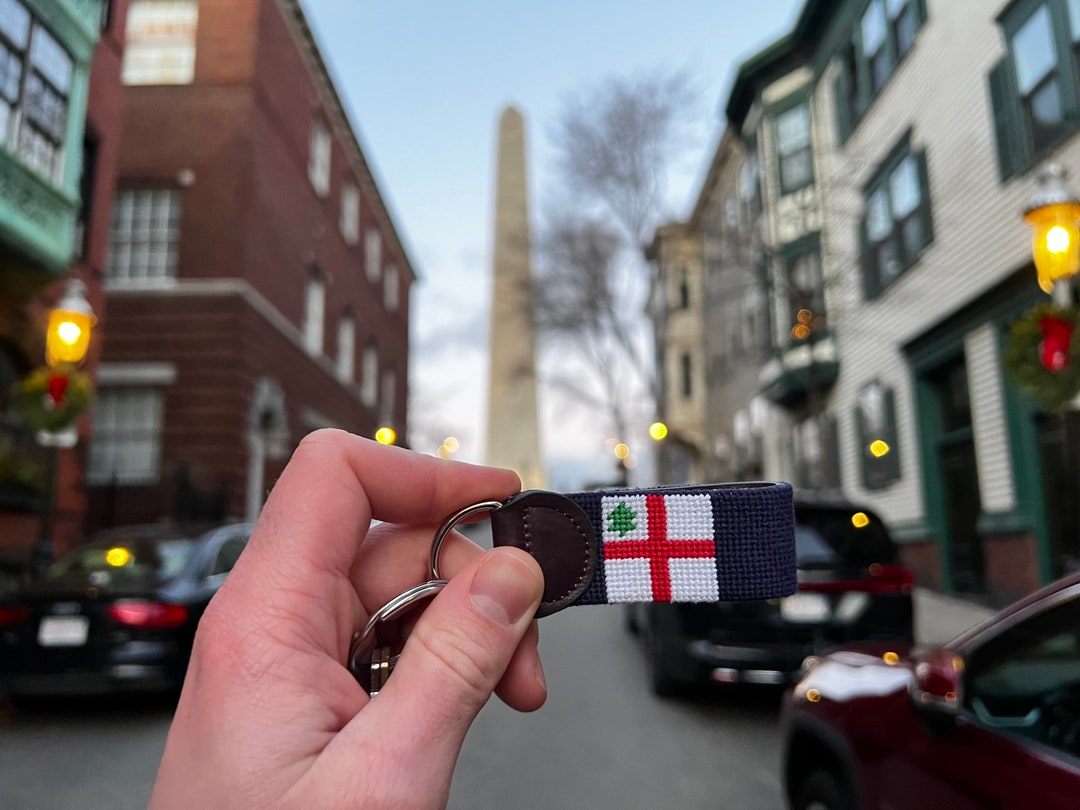 Bunker Hill Flag Needlepoint Key Fob Customize With Initials 100 Hand