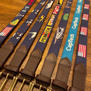 Custom Needlepoint Belt | 100% Hand-Stitched | Personalized Belt | Monogram | Golf Belt | Gift for Dad | Handmade | 10-12 Week Lead Time