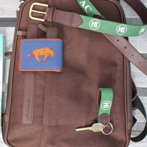 Cartera de dos pliegues con punta de aguja personalizada / 100 % cosida a mano + ribete de cuero de vaca / Cartera con monograma personalizable con motivos de One's Life