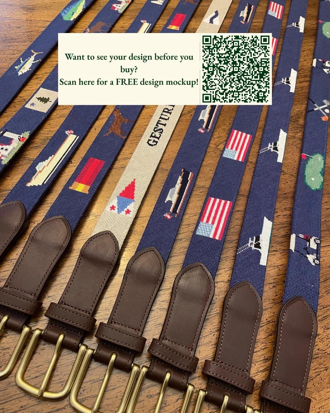 Custom Needlepoint Belt | 100% Hand-Stitched | Personalized Belt | Monogram | Golf Belt | Gift for Dad | Handmade | 10-12 Week Lead Time