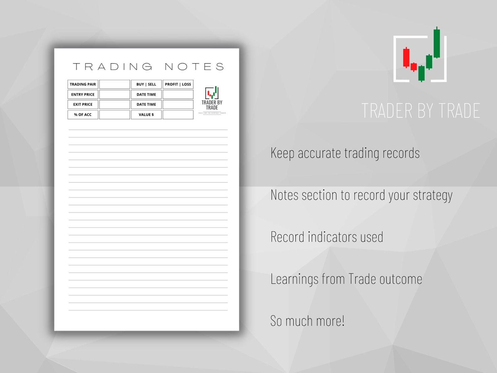 Trading Time Note Book Trading Journal, Chart Pattern Candlestick Analysis, Trade Entry Exit ...