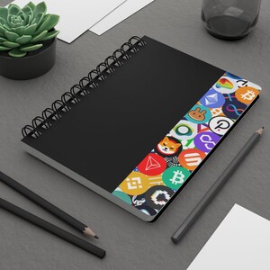 Cryptocurrency Logo Fun Spiral Journal, Stock Market Trader, Wall Street Office Gift, Crypto Trading Organization