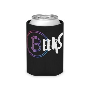 Bitcoin Beers Can Cooler, Stubby Holder, Digital Currency Blockchain Reference
