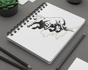 Cuaderno de diario de comercio en espiral Bull and Bear, regalo de trabajo desde casa, comerciante diario / comerciante criptográfico
