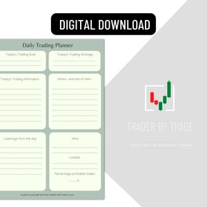 Planificateur de trading quotidien | Journal commercial | État d'esprit commercial | FOREX | STOCKS | CRYPTO | Affirmations | Journal de réflexion