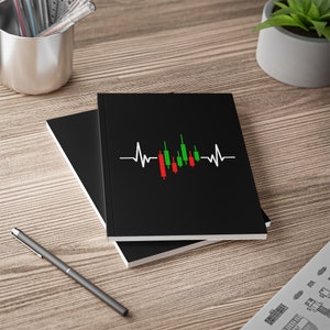 Trading Heartbeat Softcover Notebook for traders of stocks, forex, crypto A5