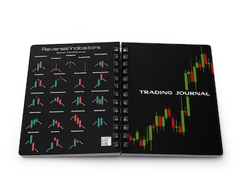 Trading Journal, Hardcover Notebook - lined, 50+ Candlestick Technical Analysis Patterns, "Trading" Journal for Stock Market, Crypto & Forex
