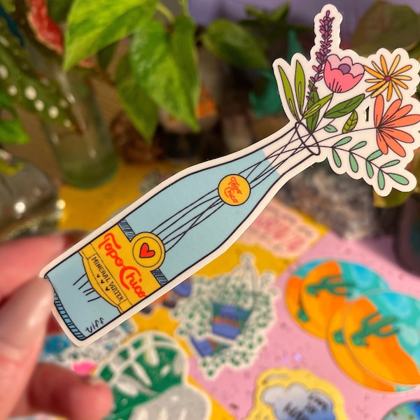 Topo Chico Soda Water Flower Vase Vinyl Sticker Art Print