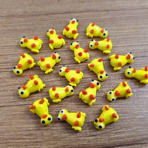6 pc Handmade Lampwork Murano Glass Cute Chick Beads,Murano Bird Beads, Chick Charms Murano Glass Findings