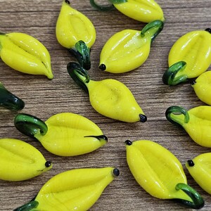 6pc, yellow banana beads , lampwork fruit, Glass banana, Artisan lampwork beads, Lampwork glass beads, miniature fruits, food Jewelry