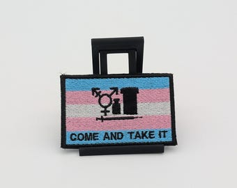 Come and Take It HRT Trans Flag Embroidery Morale Patch (3x2")