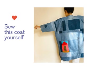 Sewing tutorial: Up-cycled jeans coat class I Refashioned coat from used jeans I PDF Pattern + video instructions