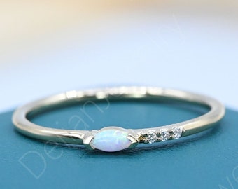Draduation Gift to Daughter, Rose Gold Delicate Diamond, Vintage Handmade Wedding Ring, Anniversary Promise Bridal Ring, June Birthstone