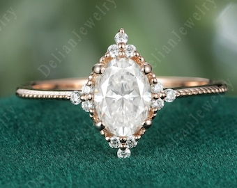 Oval Moissanite Engagement Rings Art Deco Rings Moissanite Diamond Rings For Women Dainty Promise Ring Anniversary Gift For Her,For Mom